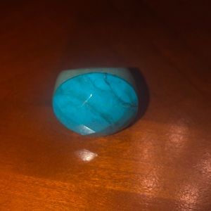 Vintage stone turquoise glass ring sz 6